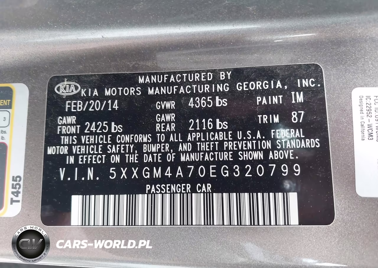 2014 Kia Optima Lx VIN:5XXGM4A70EG320799 - 9