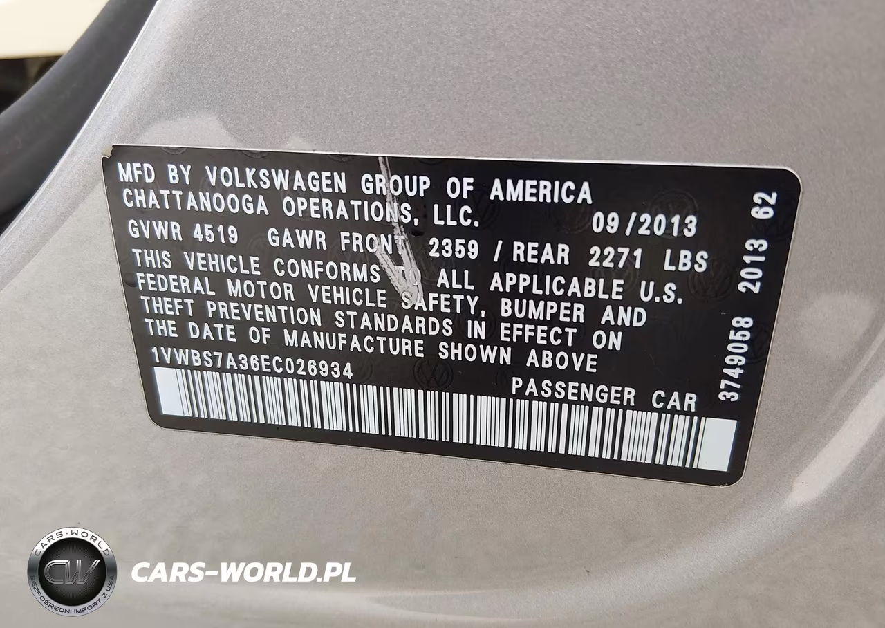2014 Volkswagen Passat 1.8T Se VIN:1VWBS7A36EC026934 - 9