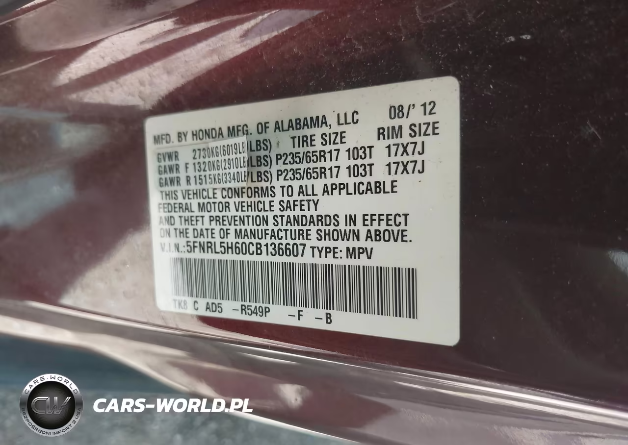 2012 Honda Odyssey Ex-L VIN:5FNRL5H60CB136607 - 9