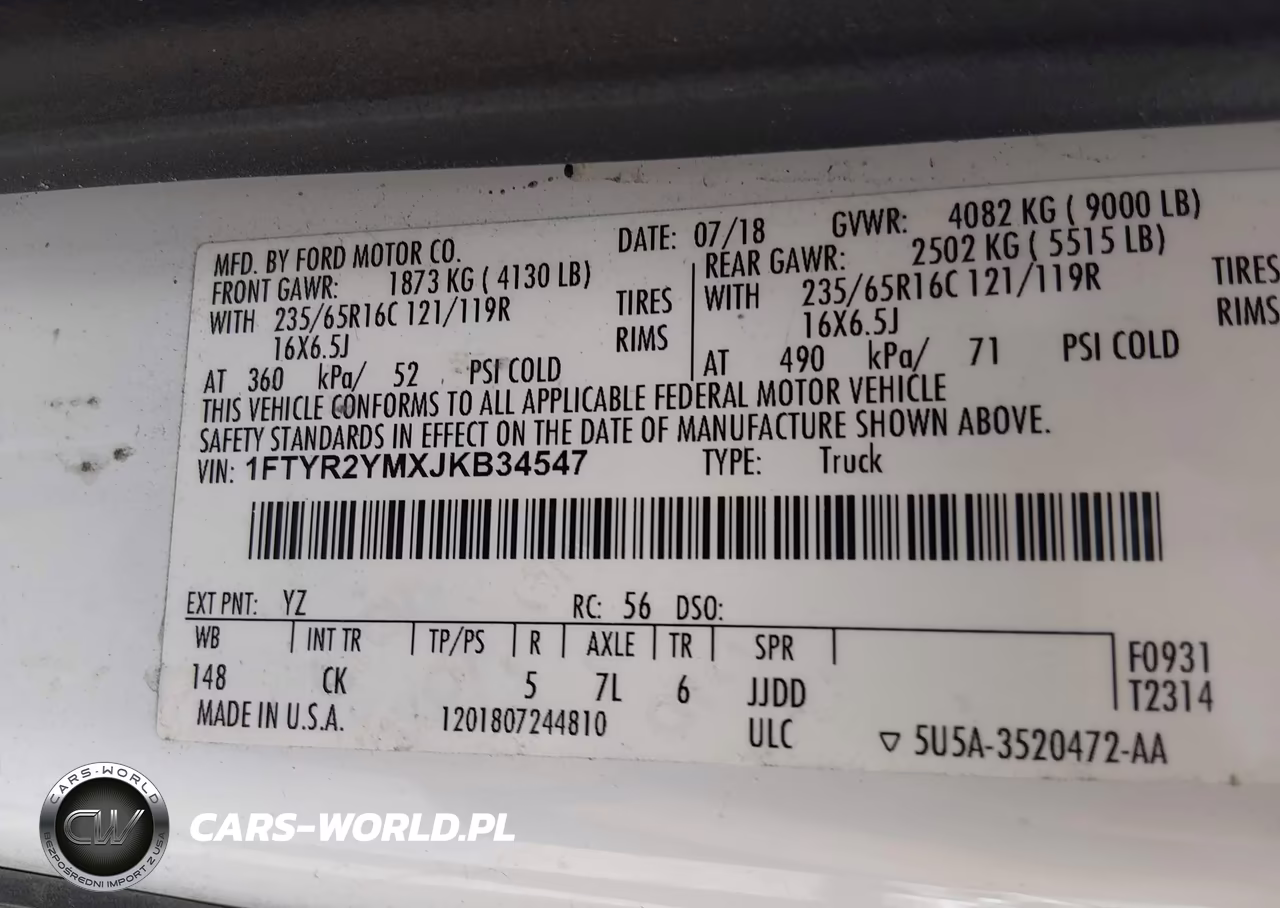 2018 Ford Transit-250 VIN:1FTYR2YMXJKB34547 - 9
