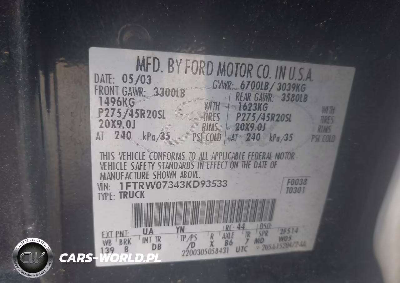 2003 Ford F-150 Lariat VIN:1FTRW07343KD93533 - 9
