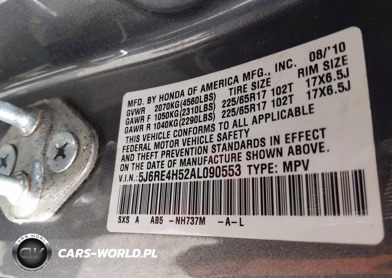 2010 Honda Cr-V Ex VIN:5J6RE4H52AL090553 - 9