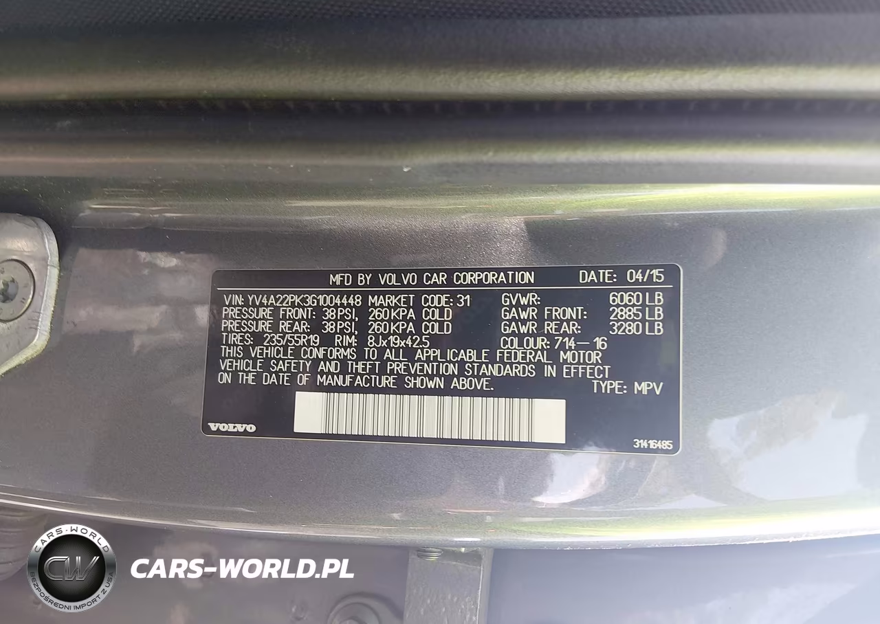 2016 Volvo Xc90 T6 Momentum VIN:YV4A22PK3G1004448 - 9