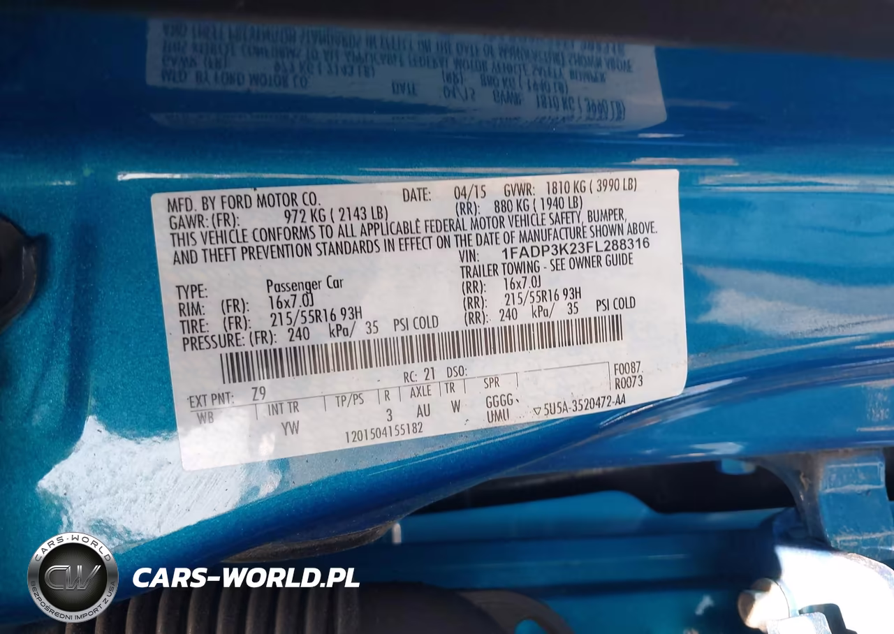 2015 Ford Focus Se VIN:1FADP3K23FL288316 - 9