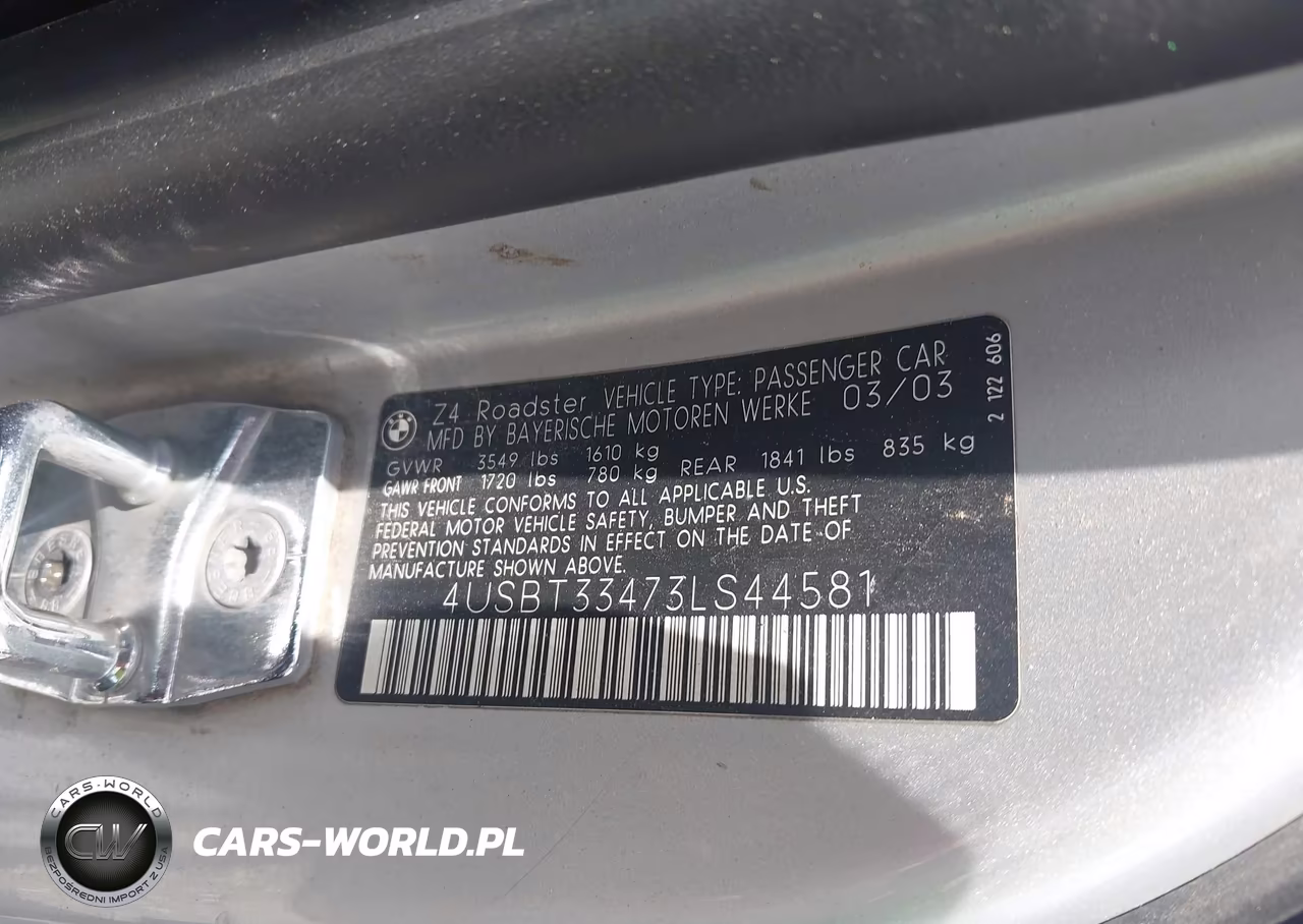 2003 BMW Z4 2.5I VIN:4USBT33473LS44581 - 9