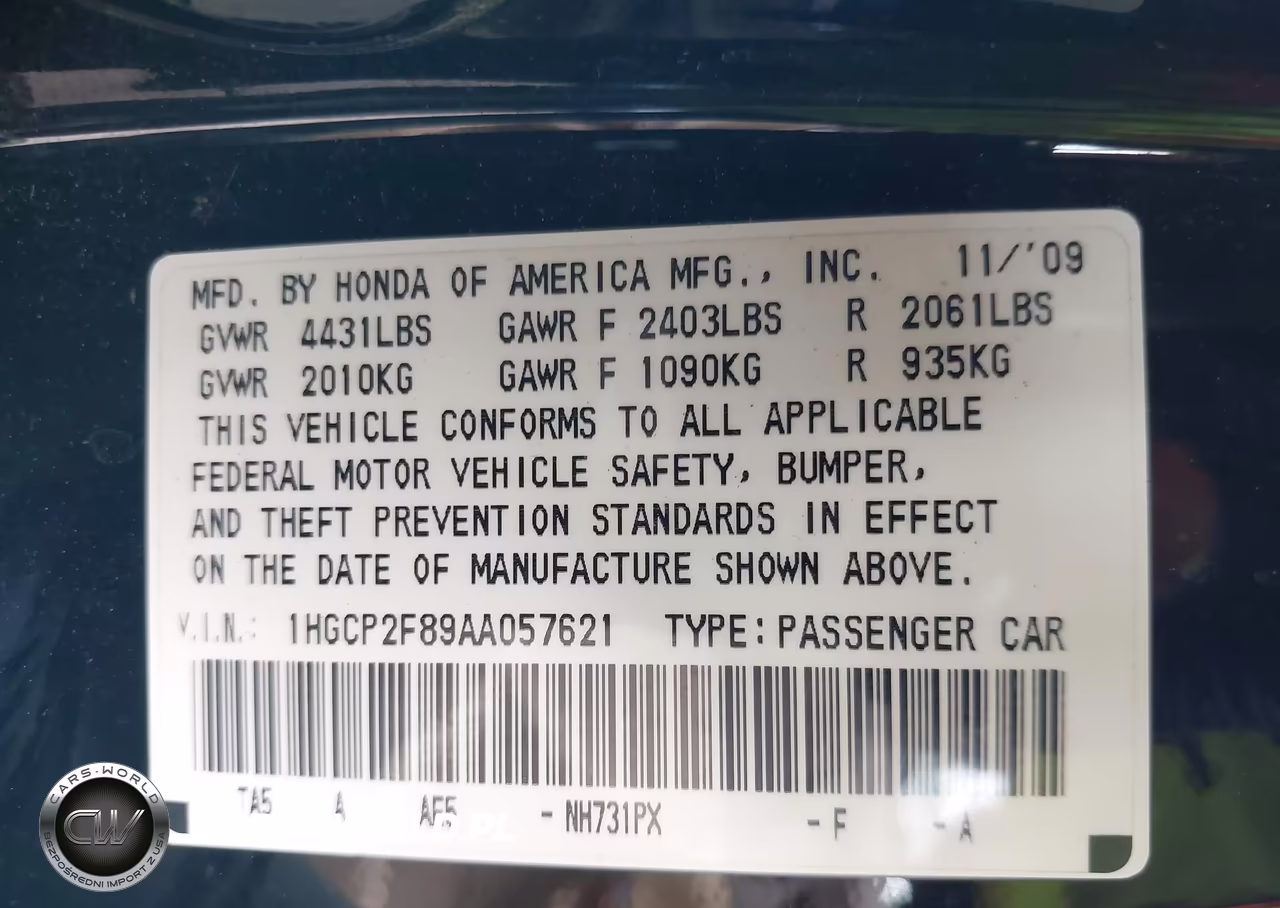 2010 Honda Accord 2.4 Ex-L VIN:1HGCP2F89AA057621 - 9