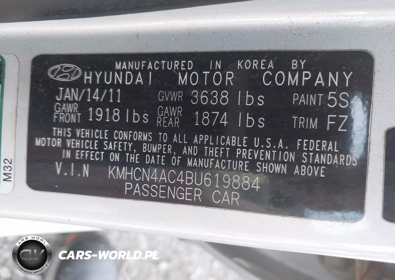 2011 Hyundai Accent Gls VIN:KMHCN4AC4BU619884 - 9