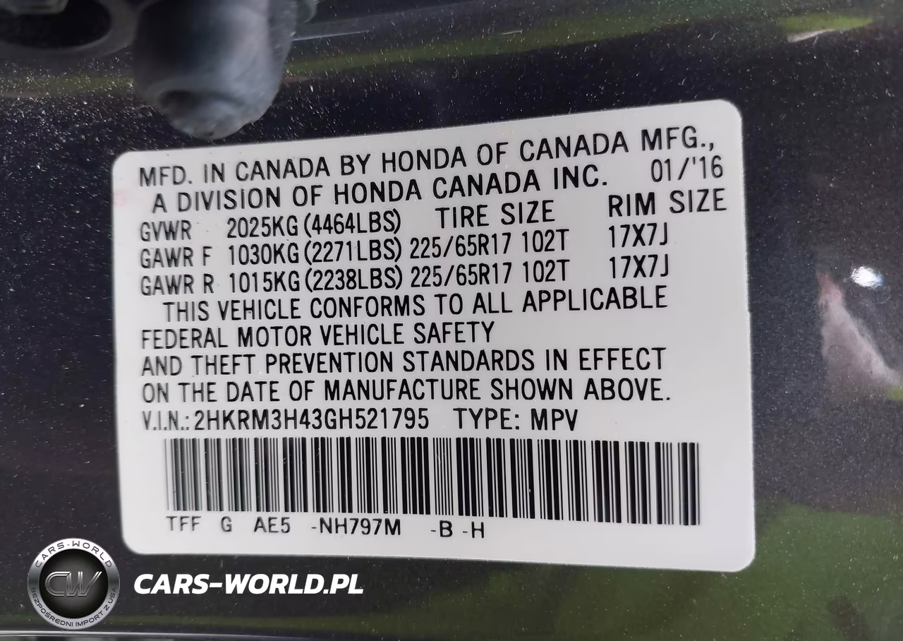 2016 Honda Cr-V Se VIN:2HKRM3H43GH521795 - 9