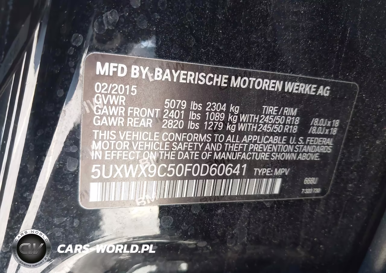 2015 BMW X3 xDrive28I VIN:5UXWX9C50F0D60641 - 9