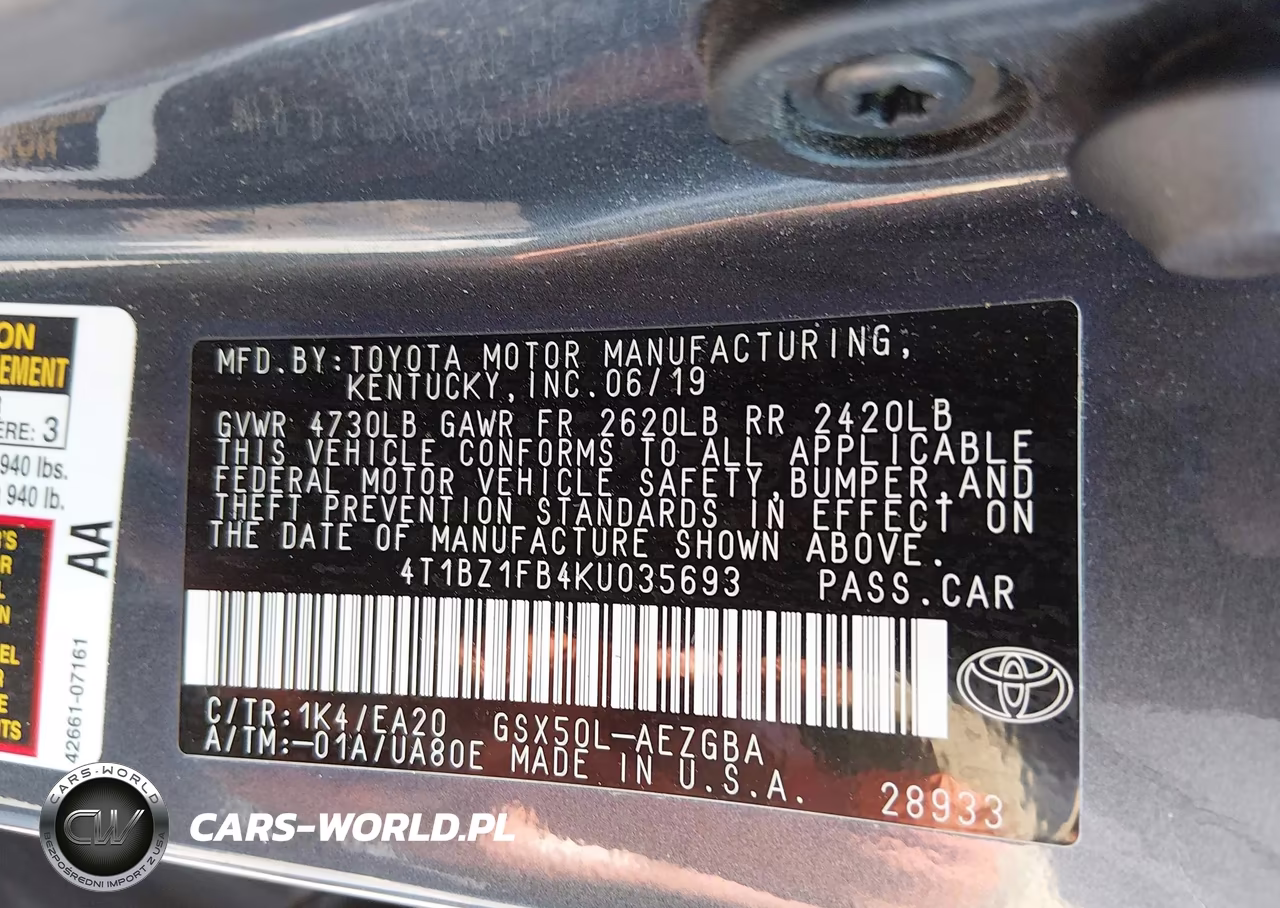 2019 Toyota Avalon Xle VIN:4T1BZ1FB4KU035693 - 9
