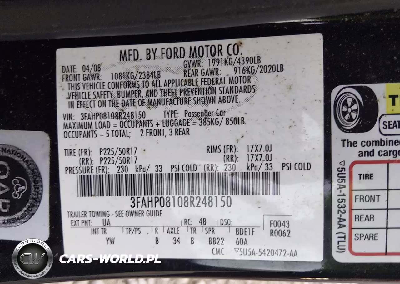 2008 Ford Fusion Sel VIN:3FAHP08108R248150 - 9