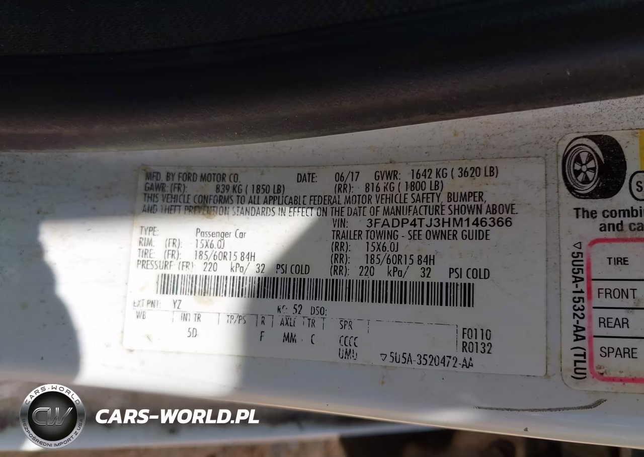 2017 Ford Fiesta S VIN:3FADP4TJ3HM146366 - 9