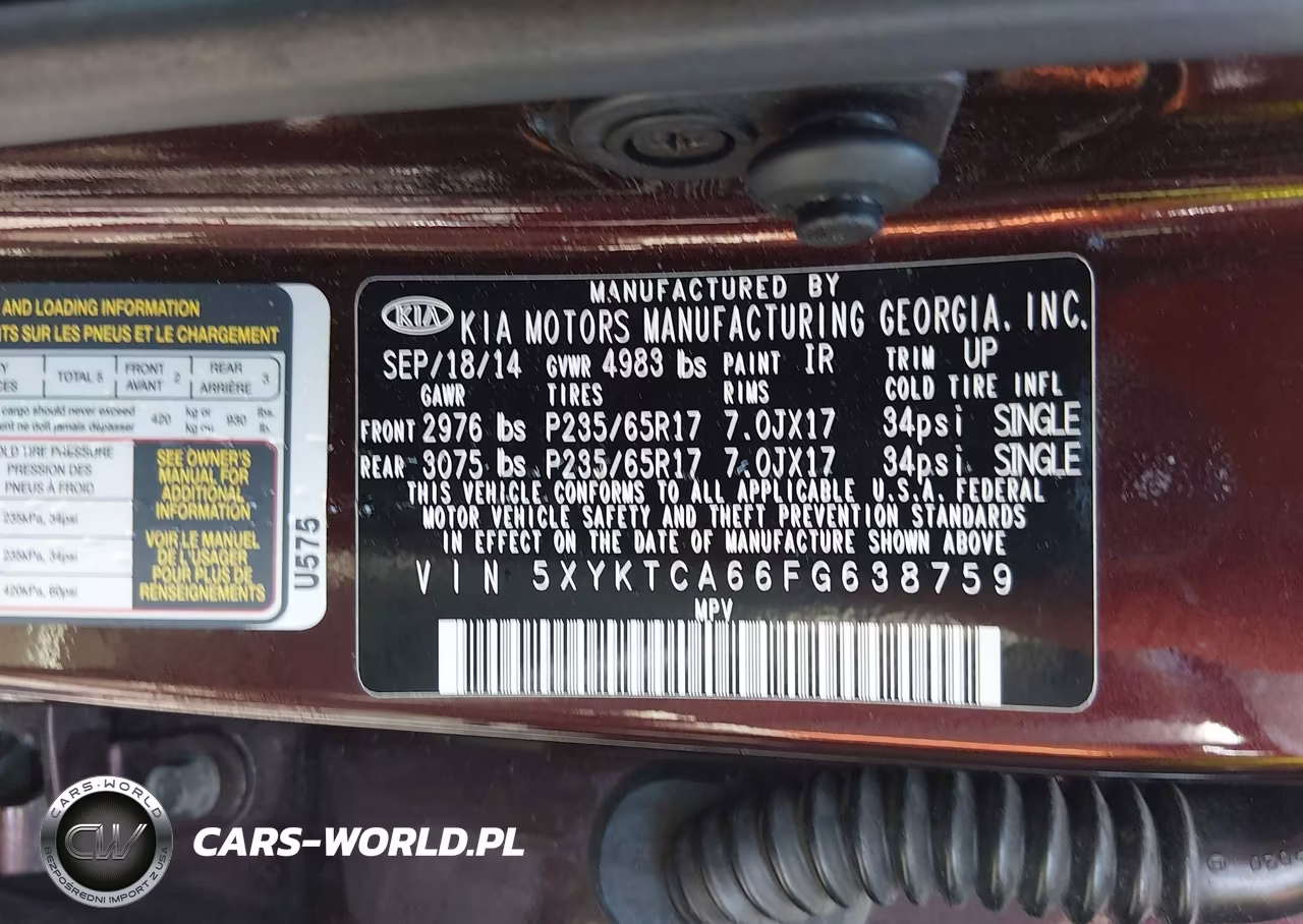 2015 Kia Sorento Lx VIN:5XYKTCA66FG638759 - 9
