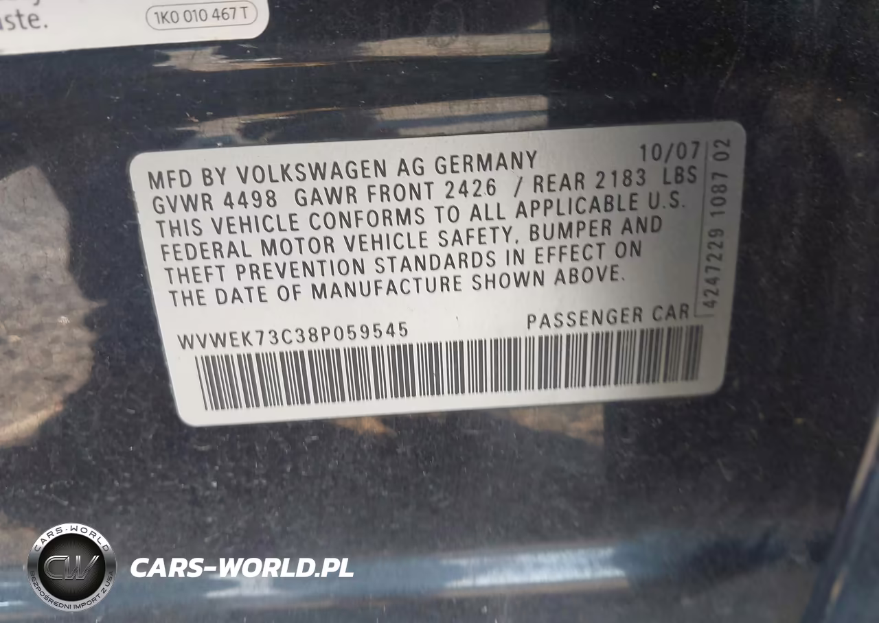 2008 Volkswagen Passat Lux VIN:WVWEK73C38P059545 - 9