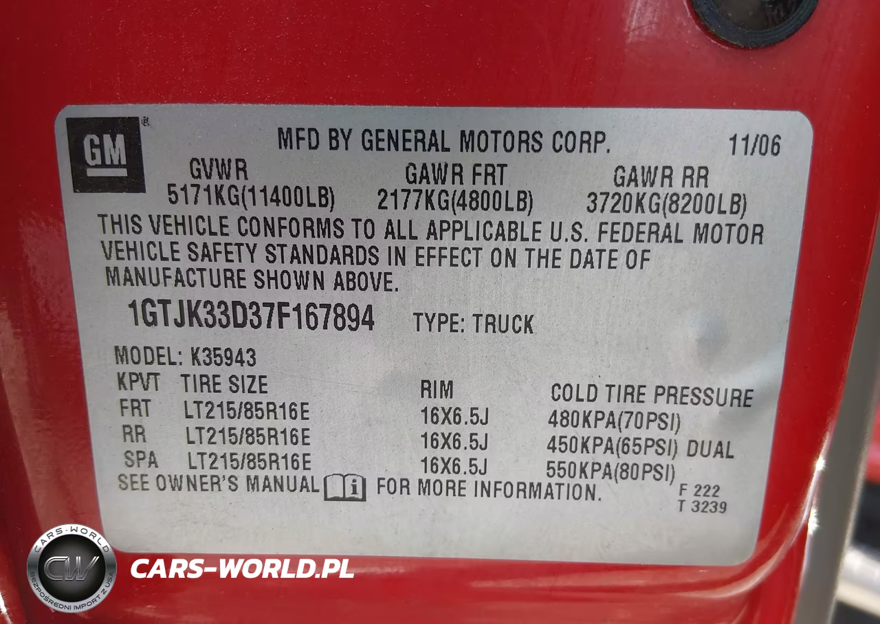 2007 GMC Sierra 3500 Classic Slt VIN:1GTJK33D37F167894 - 8