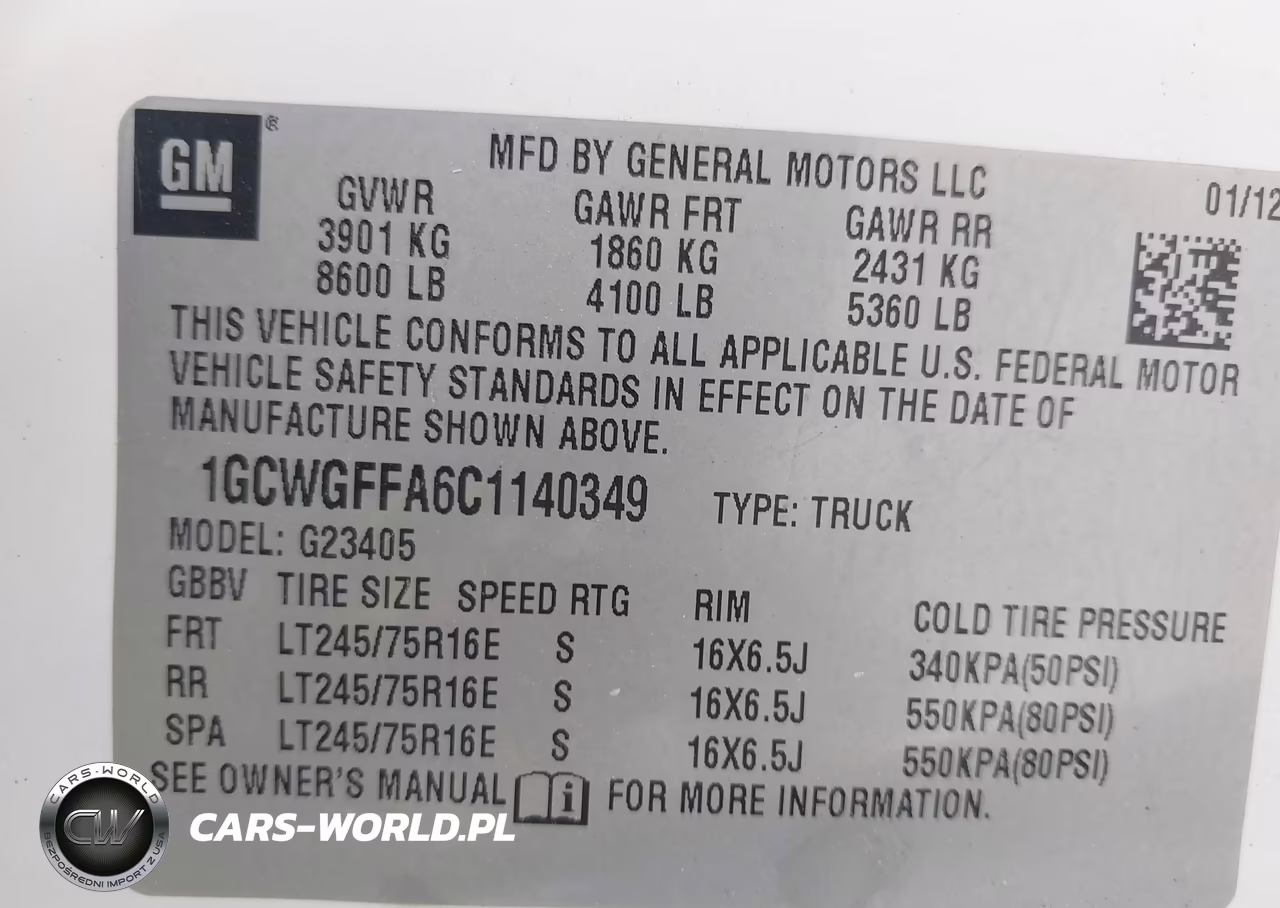 2012 Chevrolet Express 2500 Work Van VIN:1GCWGFFA6C1140349 - 9