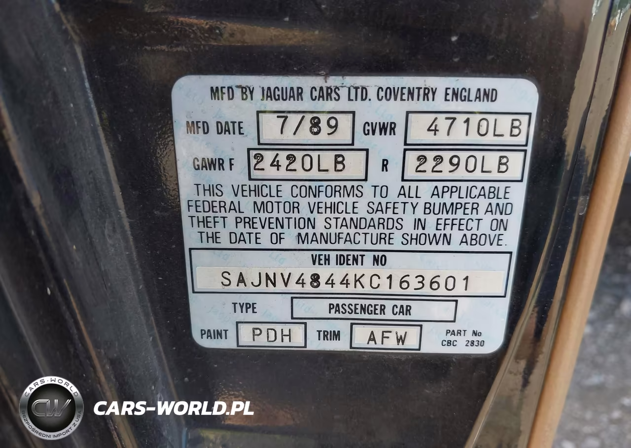 1989 Jaguar Xjs VIN:SAJNV4844KC163601 - 9
