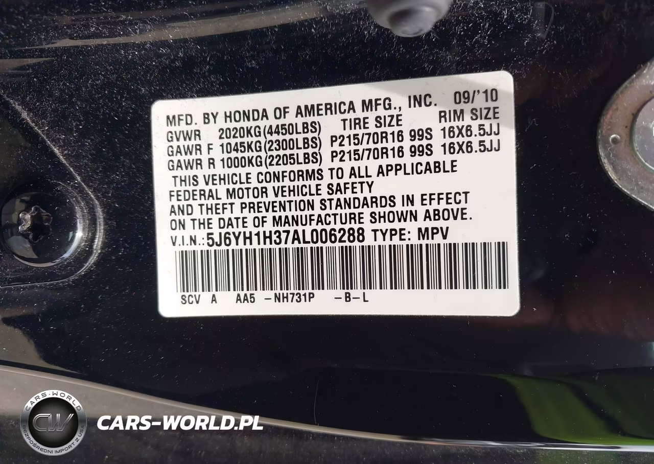 2010 Honda Element Lx VIN:5J6YH1H37AL006288 - 9
