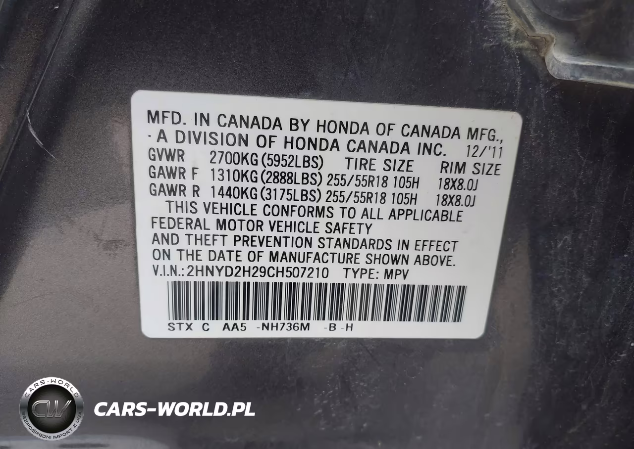 2012 Acura Mdx VIN:2HNYD2H29CH507210 - 9