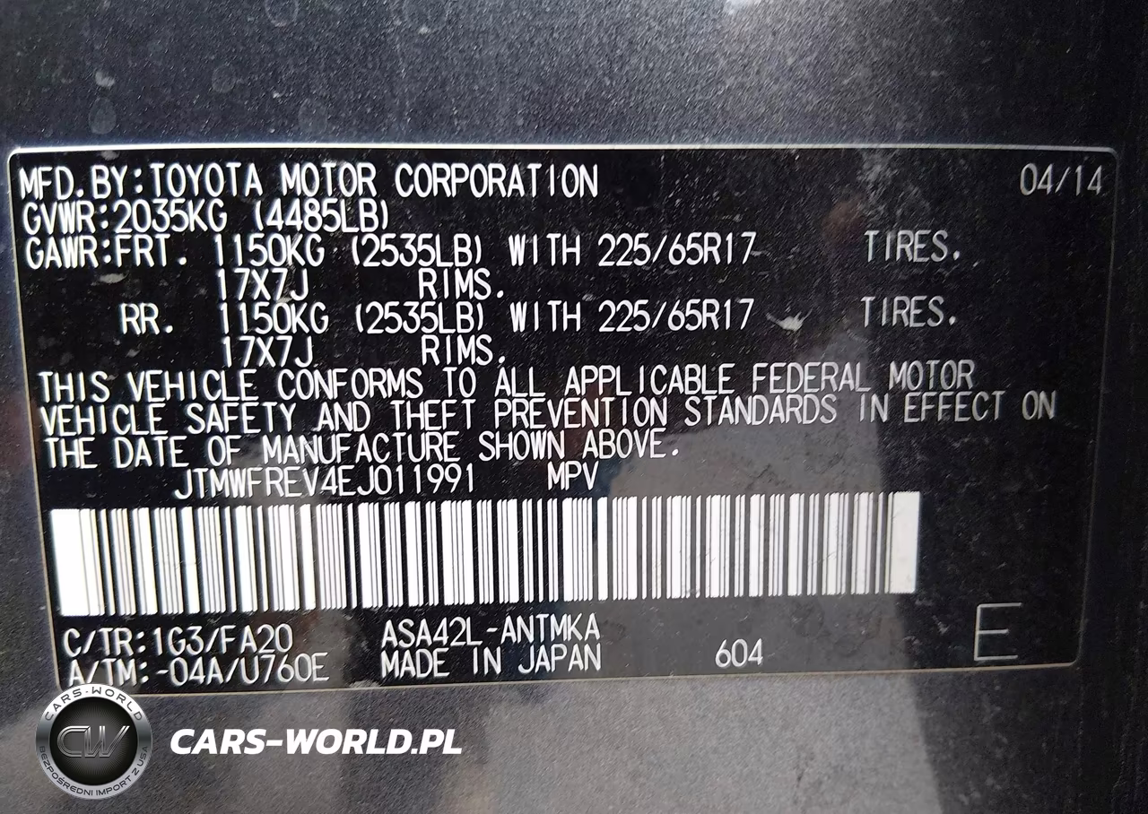 2014 Toyota Rav4 Xle VIN:JTMWFREV4EJ011991 - 9