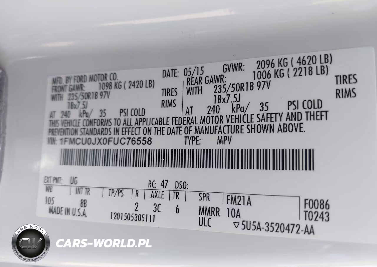 2015 Ford Escape Titanium VIN:1FMCU0JX0FUC76558 - 9