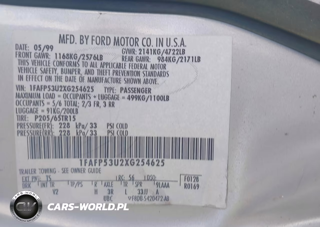 1999 Ford Taurus Se-Se-Ne VIN:1FAFP53U2XG254625 - 9
