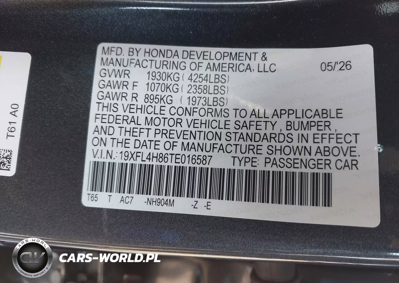 2026 Honda Civic Hybrid Sport VIN:19XFL4H86TE016587 - 9