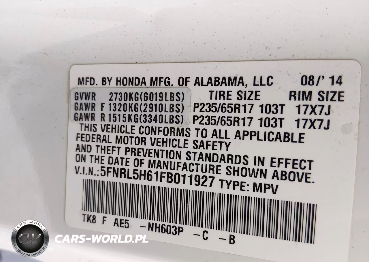 2015 Honda Odyssey Ex-L VIN:5FNRL5H61FB011927 - 9