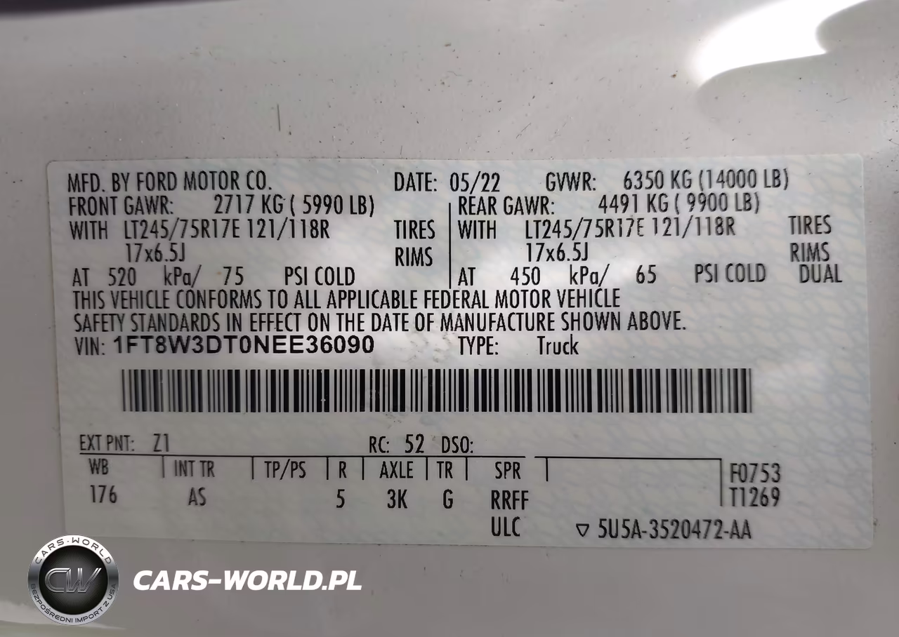 2022 Ford F-350 Xl VIN:1FT8W3DT0NEE36090 - 8