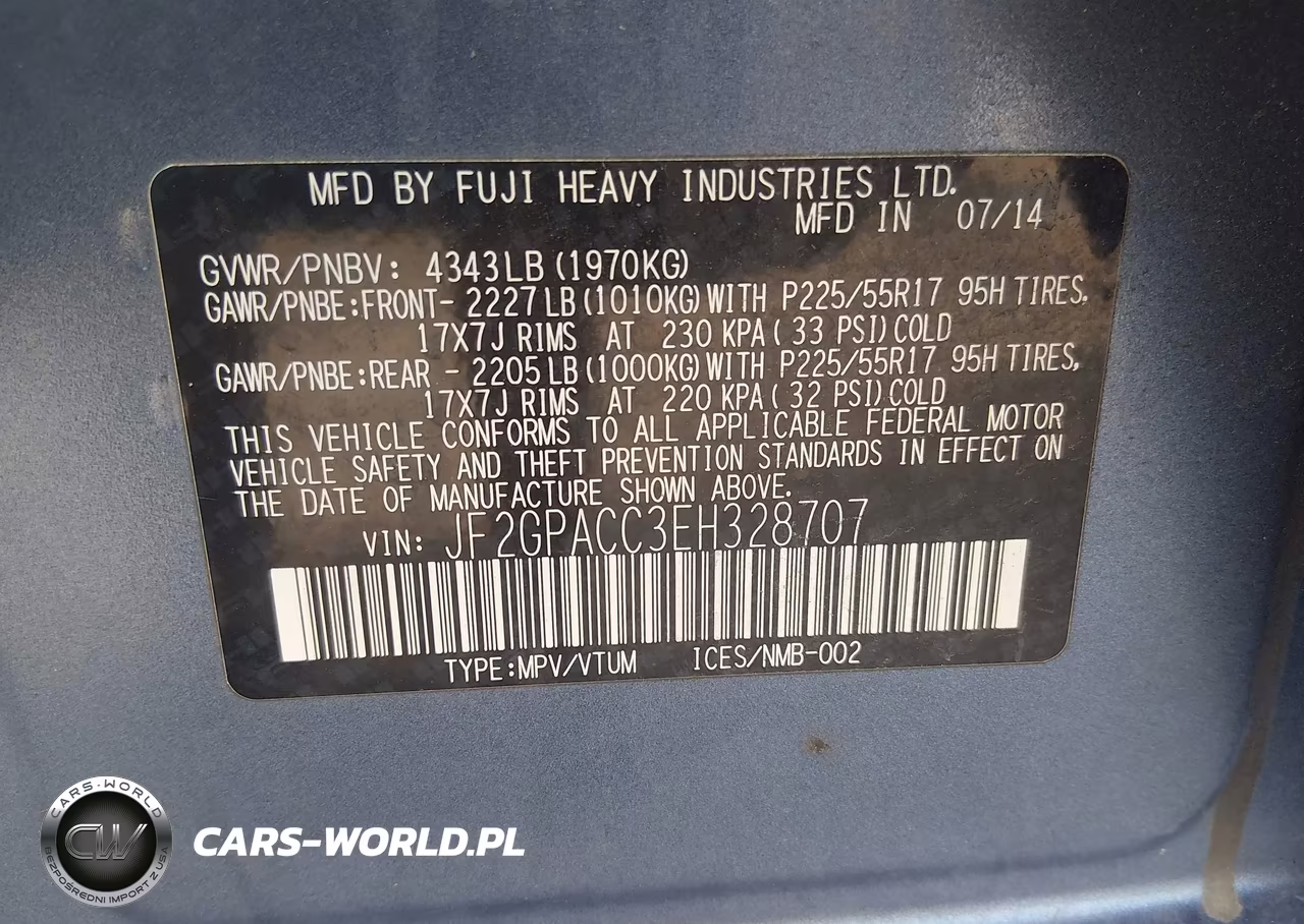 2014 Subaru Xv Crosstrek 2.0I Premium VIN:JF2GPACC3EH328707 - 9