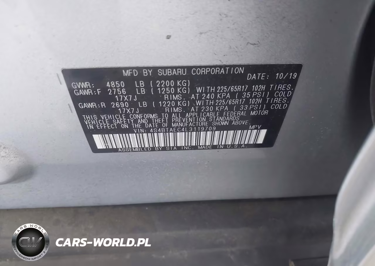 2020 Subaru Outback Premium VIN:4S4BTAEC4L3119709 - 9