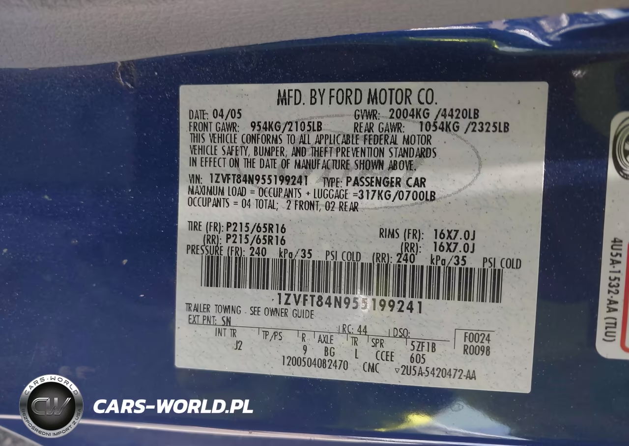 2005 Ford Mustang VIN:1ZVFT84N955199241 - 9