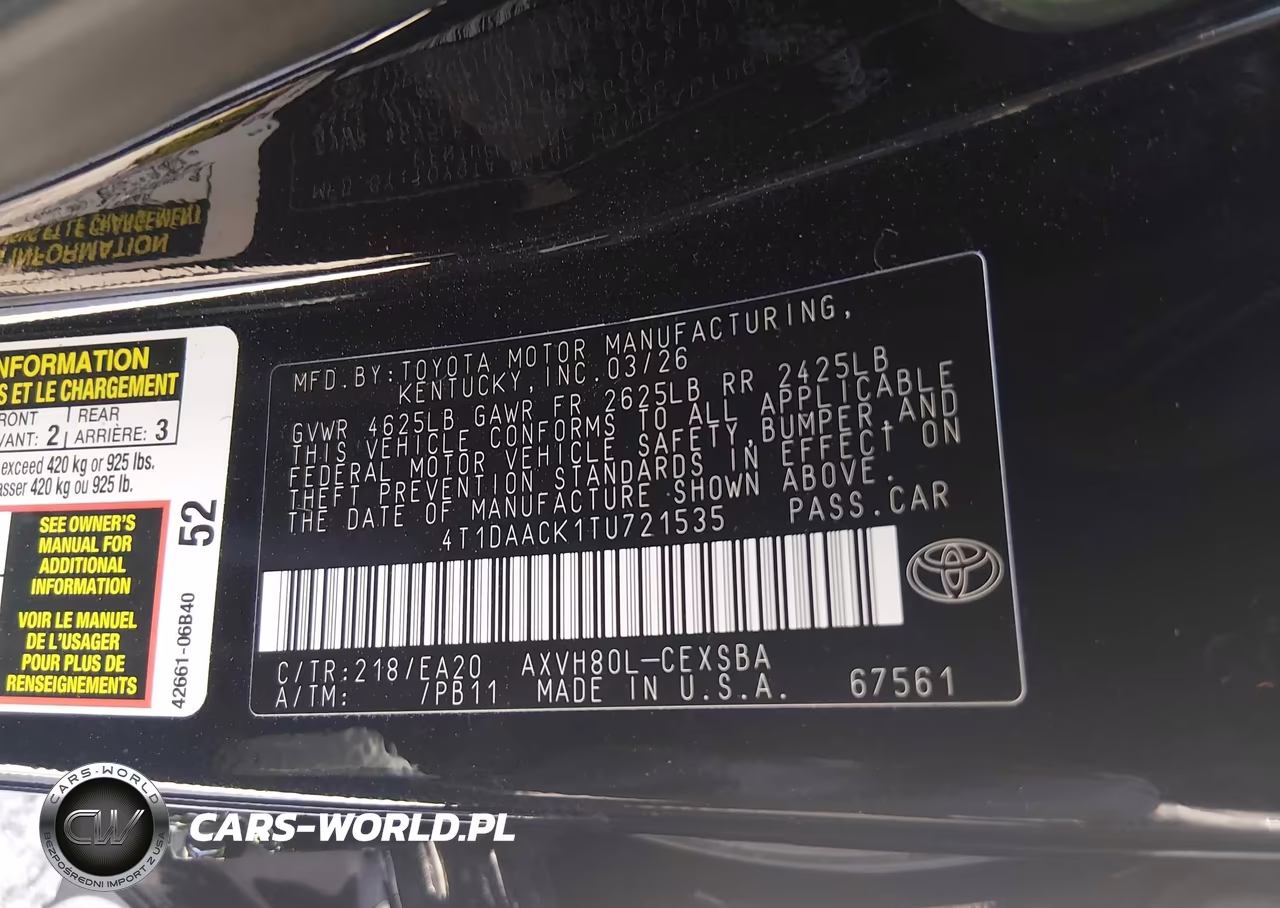 2026 Toyota Camry Se VIN:4T1DAACK1TU721535 - 9