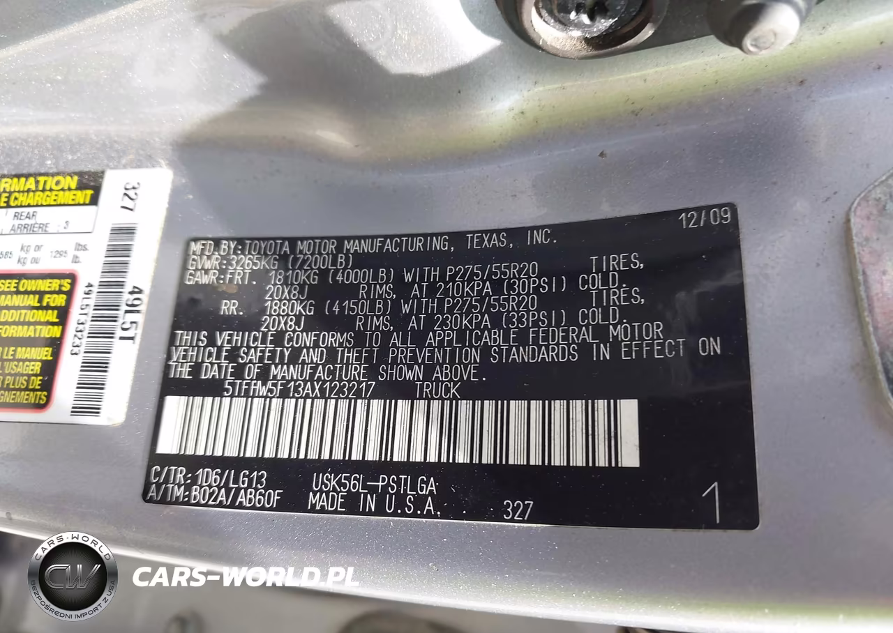 2010 Toyota Tundra Limited 5.7L V8 VIN:5TFHW5F13AX123217 - 9