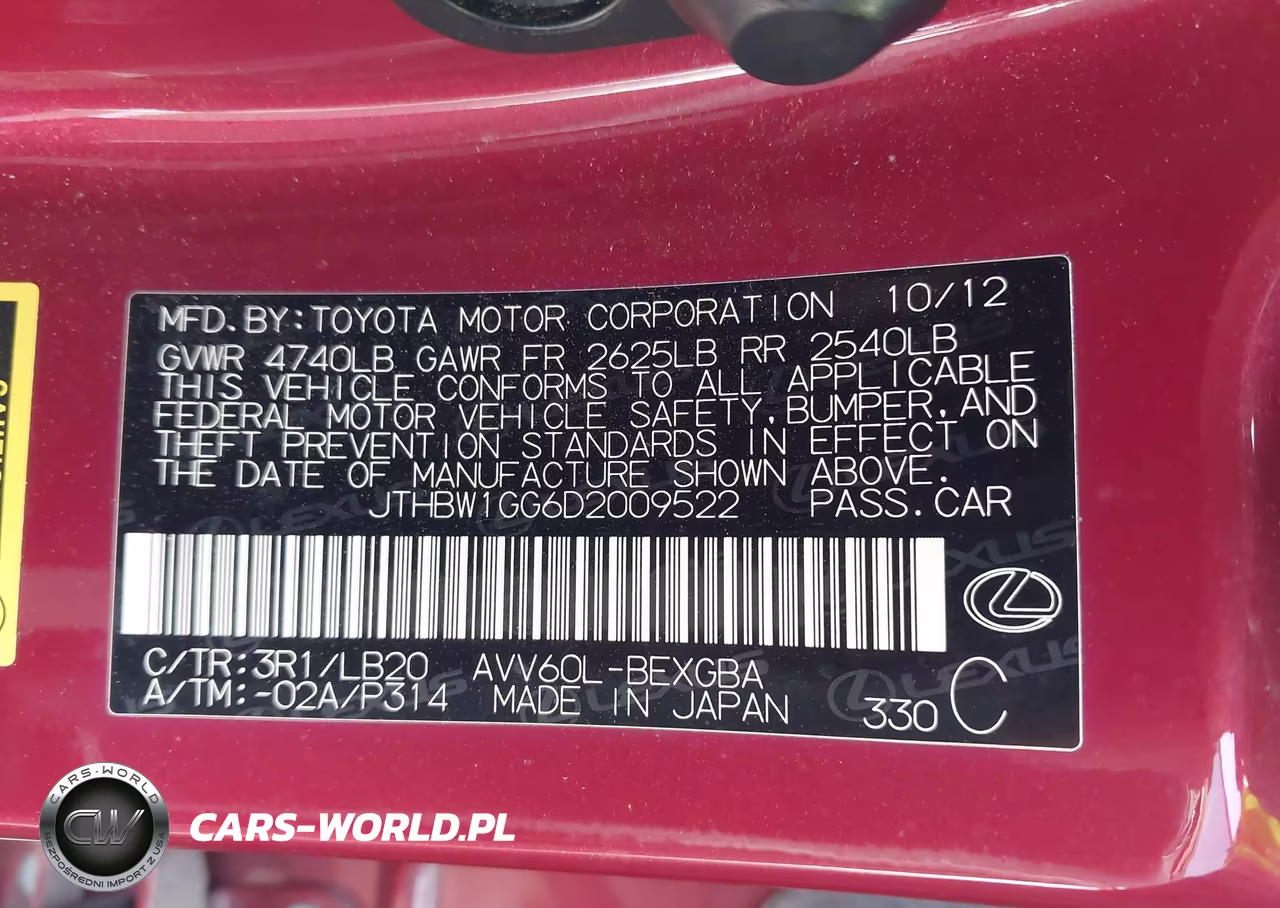 2013 Lexus Es 300H VIN:JTHBW1GG6D2009522 - 9