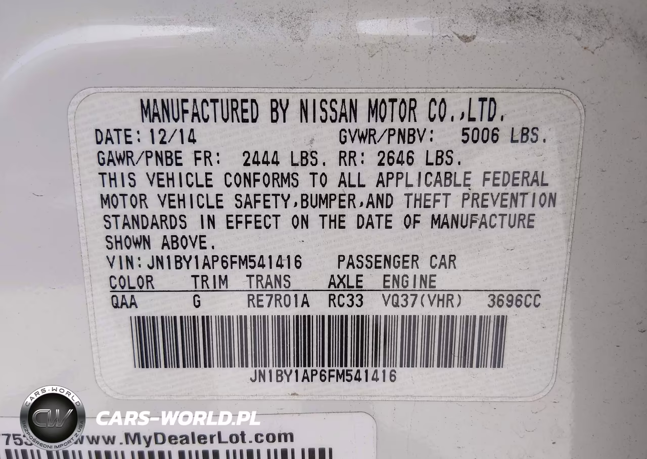 2015 Infiniti Q70 3.7 VIN:JN1BY1AP6FM541416 - 9