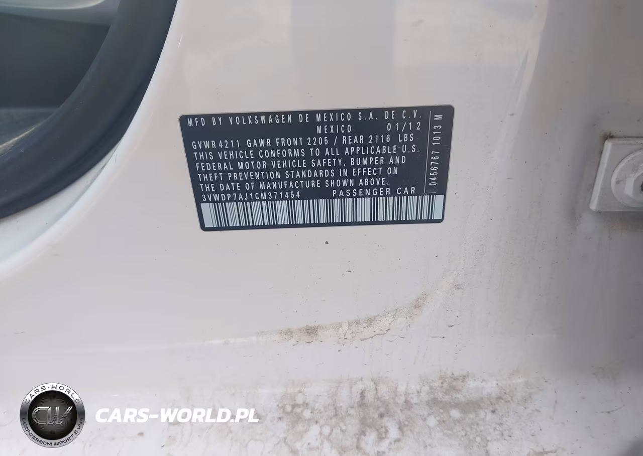2012 Volkswagen Jetta 2.5L Se VIN:3VWDP7AJ1CM371454 - 9