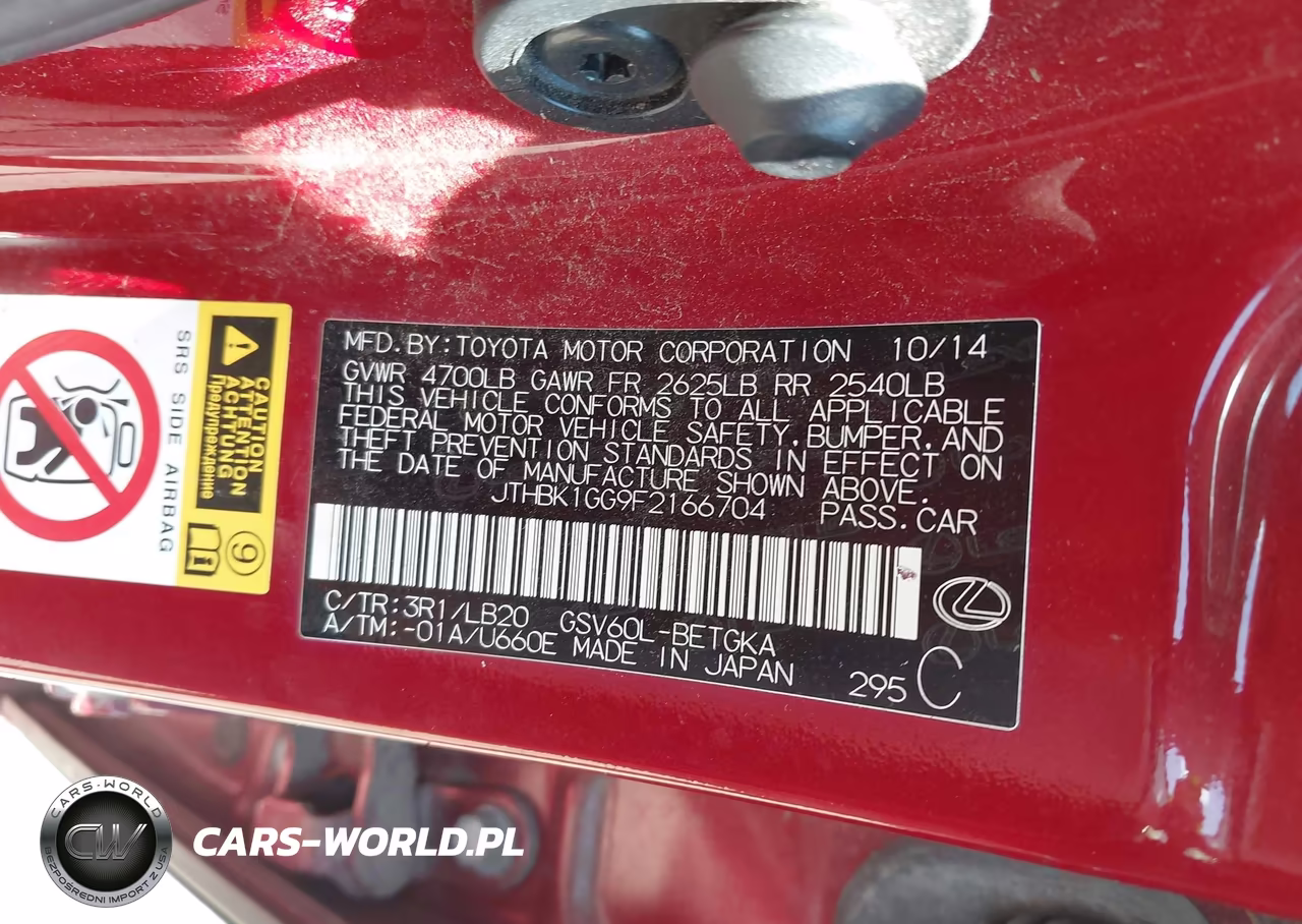 2015 Lexus Es 350 VIN:JTHBK1GG9F2166704 - 9