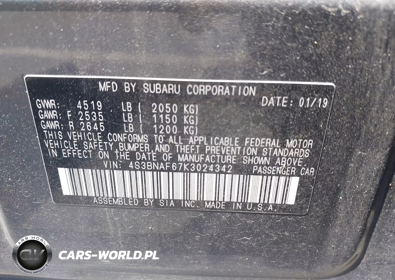 2019 Subaru Legacy 2.5I Premium VIN:4S3BNAF67K3024342 - 9