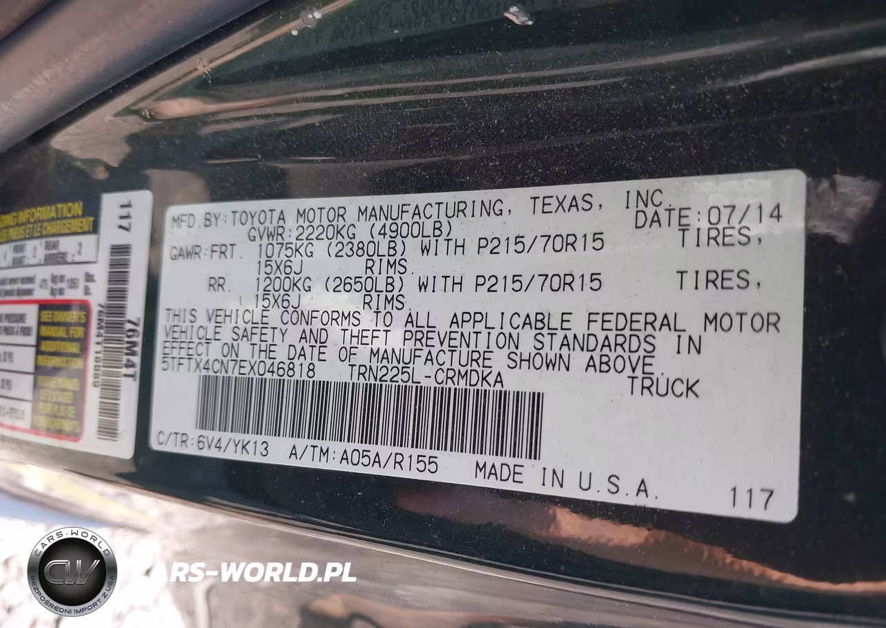 2014 Toyota Tacoma VIN:5TFTX4CN7EX046818 - 9