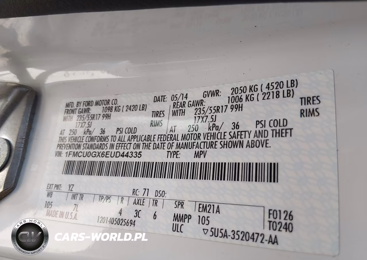 2014 Ford Escape Se VIN:1FMCU0GX6EUD44335 - 9