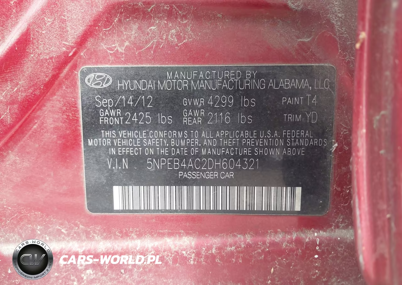 2013 Hyundai Sonata Gls VIN:5NPEB4AC2DH604321 - 9