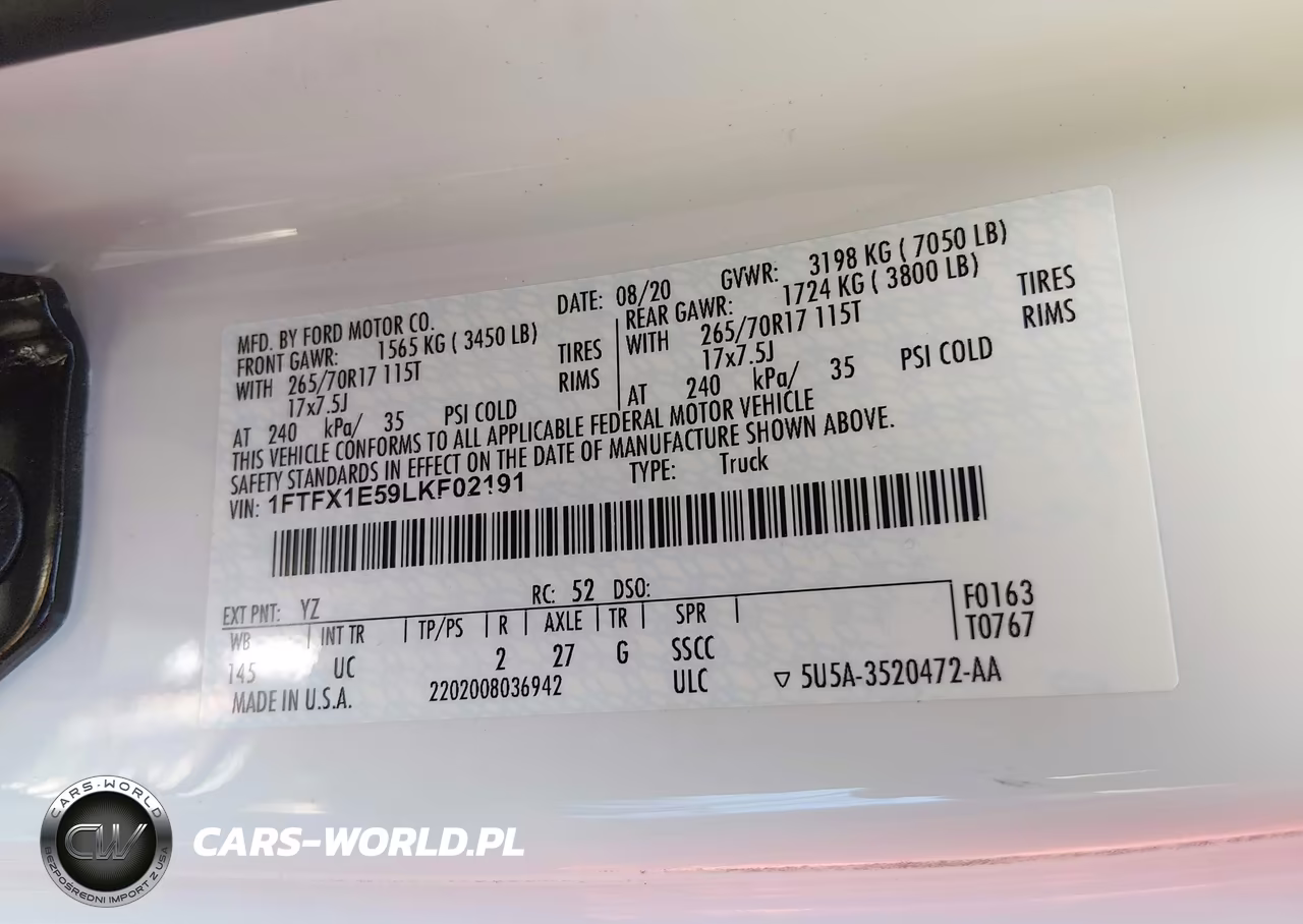 2020 Ford F-150 Xlt VIN:1FTFX1E59LKF02191 - 9