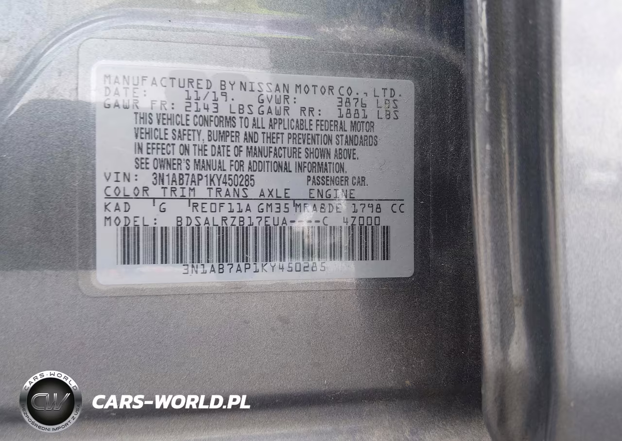 2019 Nissan Sentra Sr VIN:3N1AB7AP1KY450285 - 9