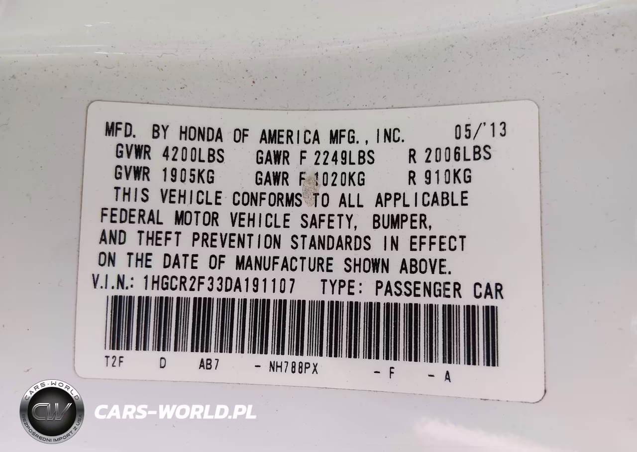 2013 Honda Accord Lx VIN:1HGCR2F33DA191107 - 9