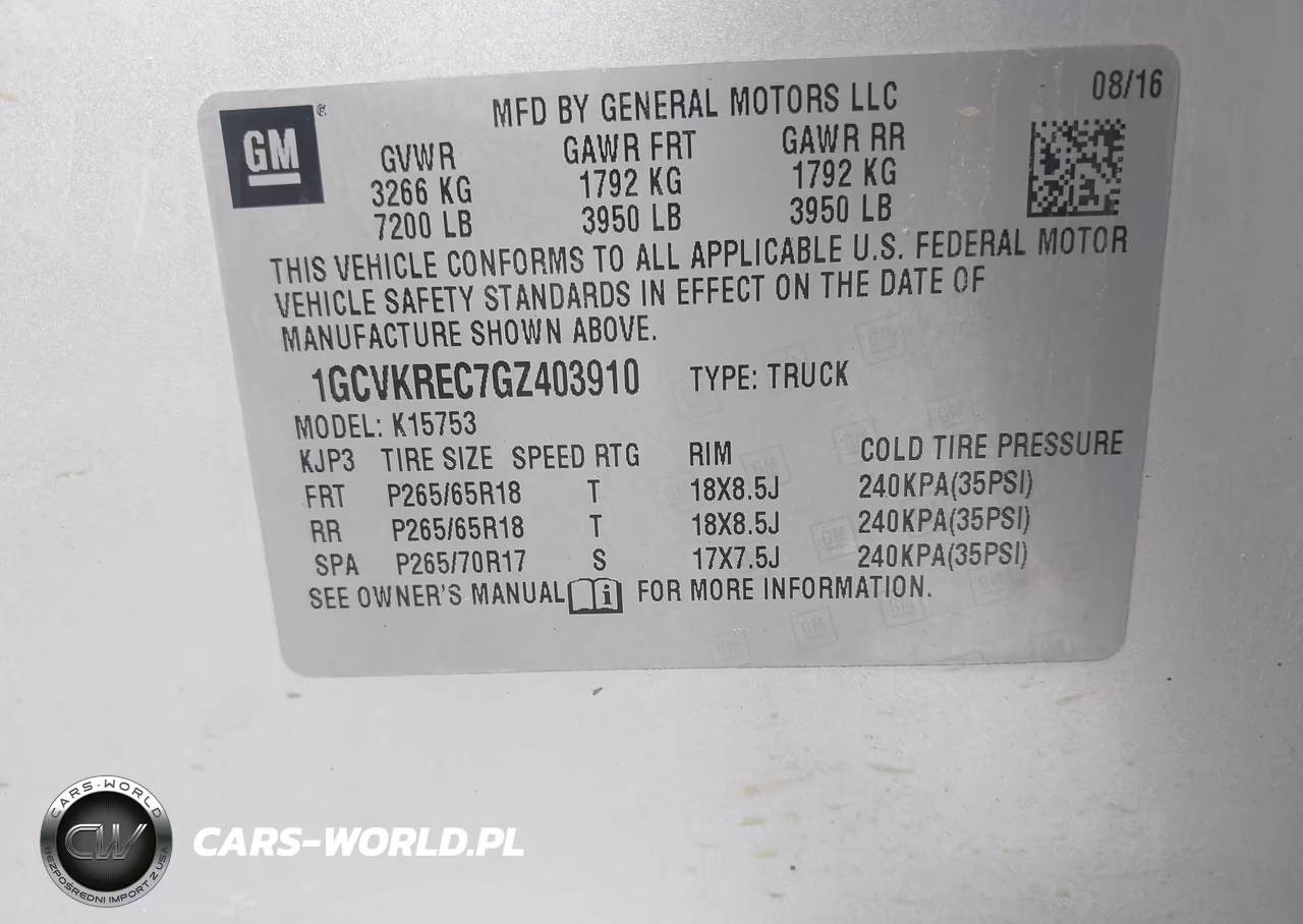 2016 Chevrolet Silverado 1500 2Lt VIN:1GCVKREC7GZ403910 - 9