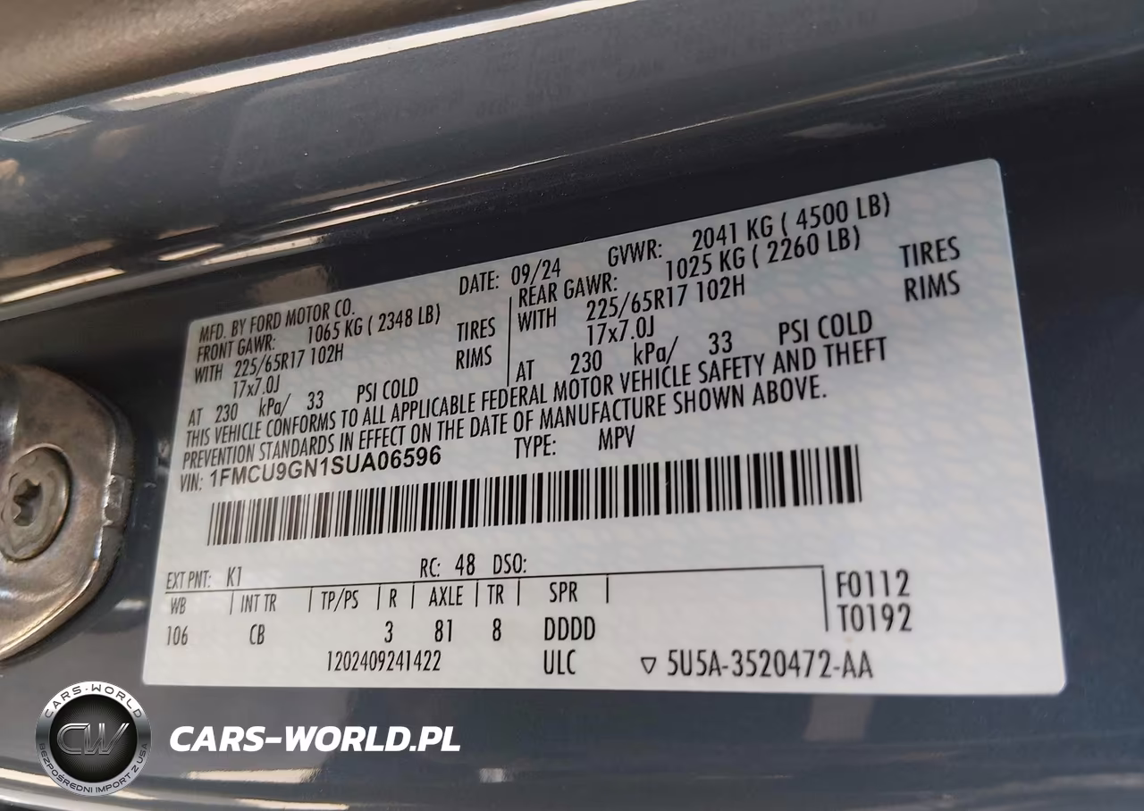 2025 Ford Escape Active VIN:1FMCU9GN1SUA06596 - 9