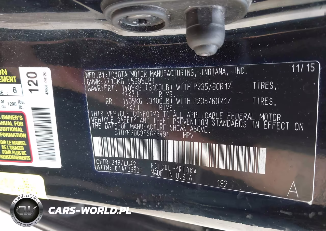 2015 Toyota Sienna Xle 8 Passenger VIN:5TDYK3DC8FS676494 - 9