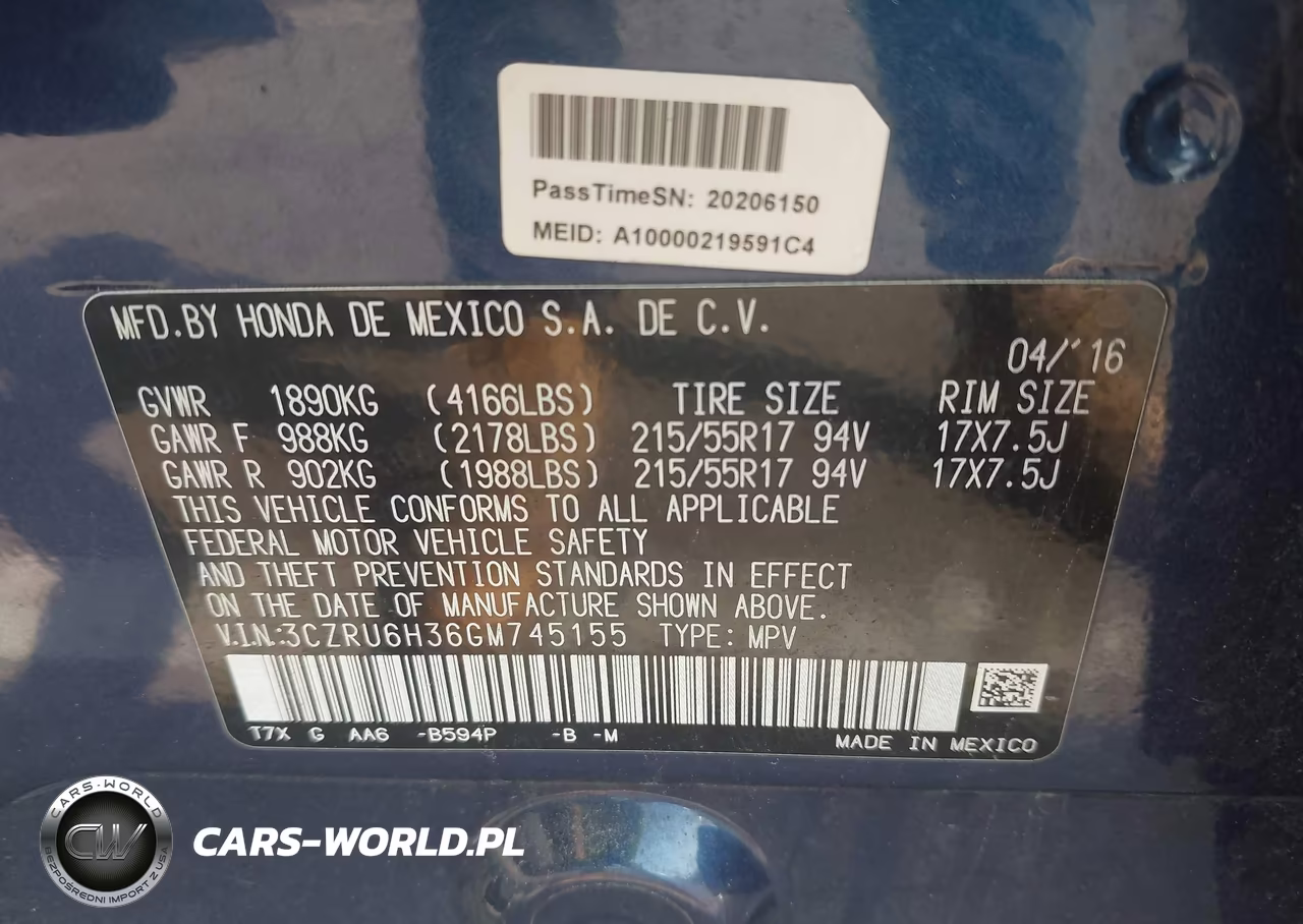 2016 Honda Hr-V Lx VIN:3CZRU6H36GM745155 - 9
