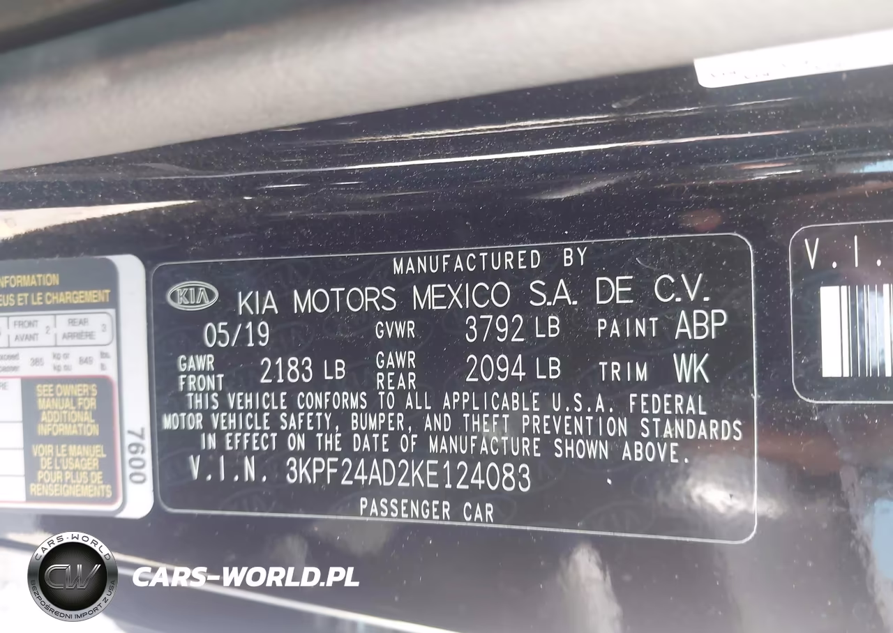 2019 Kia Forte Fe VIN:3KPF24AD2KE124083 - 9